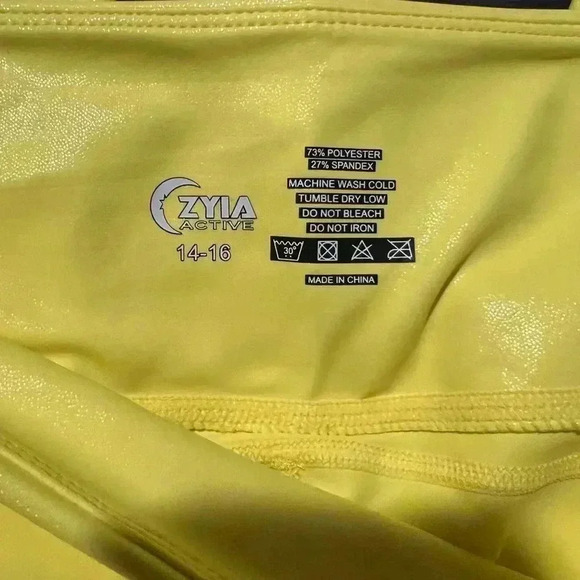 Zyia Active Neon Yellow Metallic Pocket Light N Tight NWT P3 - Picture 3 of 5